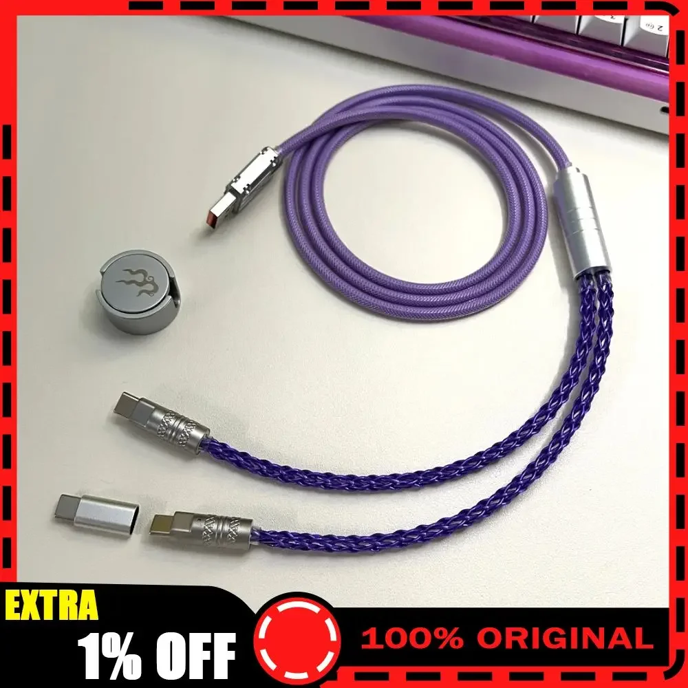 8k Magnetic Control Lighting Supports Dual 1 in 2 Type-C Magnetic Axis Keyboard Cable Mechanical Keyboard Cable Usb to Type C