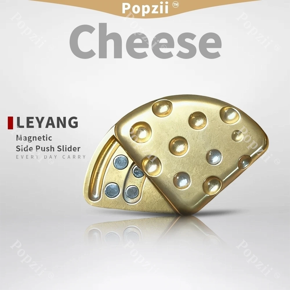 LEYANG Cheese Brass Magnetic Side Push Slider Stress Relief Toys MINI Snap Coin Office Stress Relief Gadgets Anxiety Toys