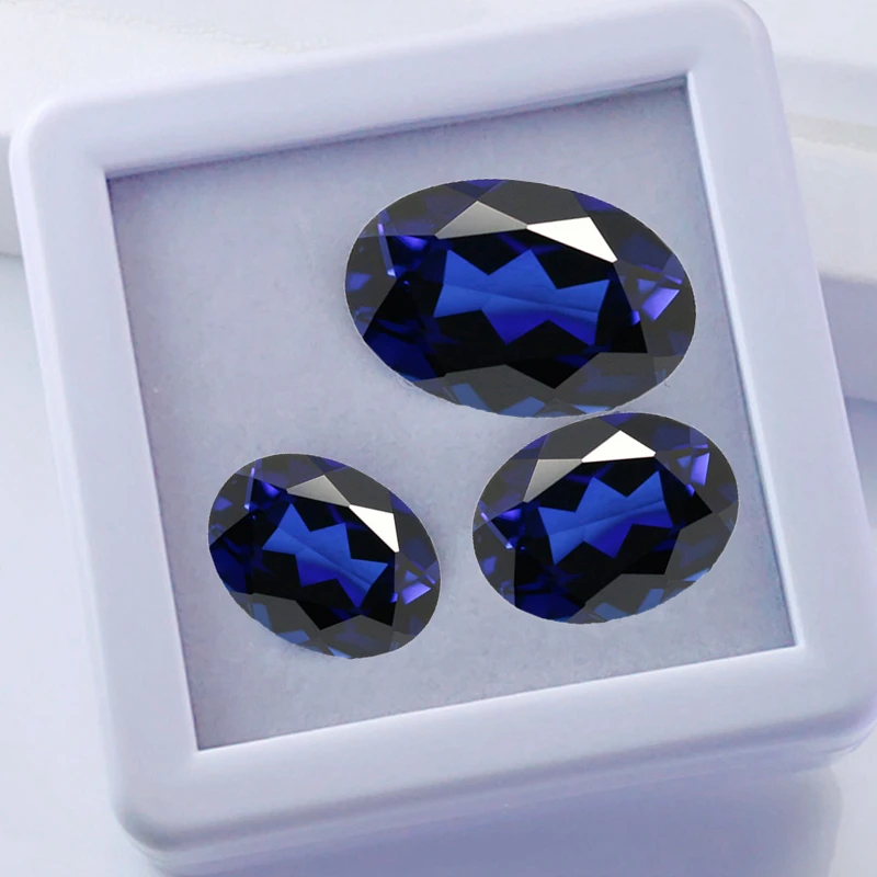 

Boxed Pretty Large Blue Sapphire Stone Oval Faceted Blue Gem VVS Loose Gemstone for Jewelry Making Accessories