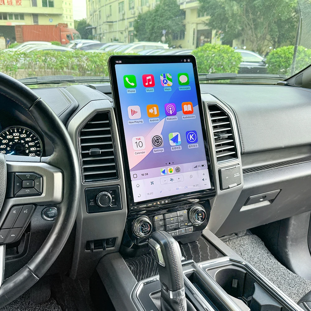 تسلا نمط أندرويد 14 السيارات Carplay 16.8 "مشغل وسائط متعددة لفورد F-150 2015-2021 F150 راديو السيارة لتحديد المواقع والملاحة رئيس وحدة DSP