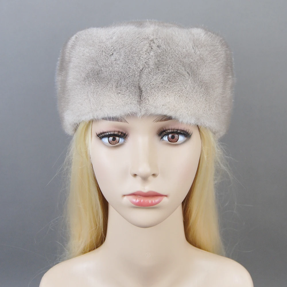 2024 Women Winter Elegant European and American Fashion Women Fashion Real Mink Fur Cap 100% Real Natural Whole Fur Mink Fur Hat