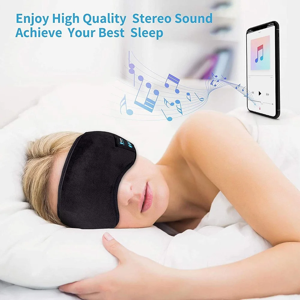 Masque de sommeil pour les yeux Bluetooth, ombrage intelligent sans fil, élastique doux 3D, écouteurs de musique confortables