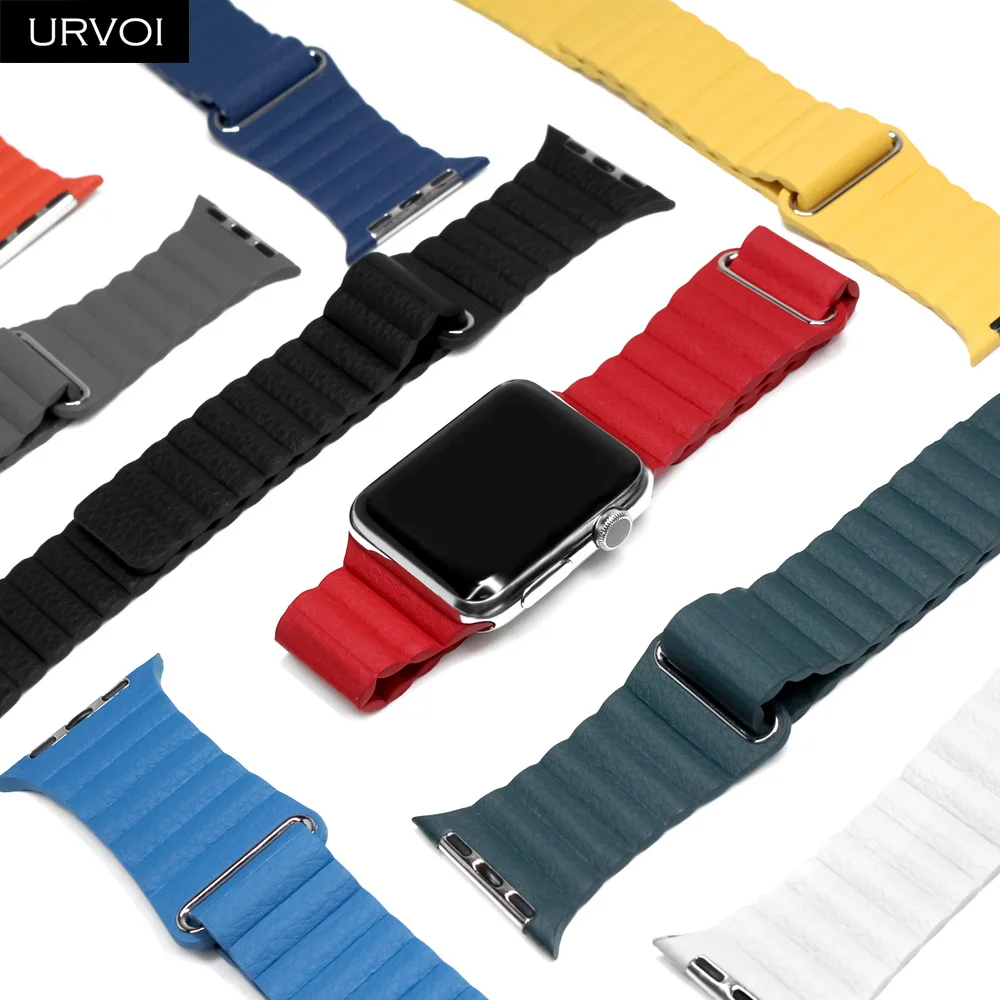 URVOI Lederschlaufe für Apple Watch Ultra 3. Serie 11 10 9 Band für iwatch Lederarmband mit Magnetschnalle, bequemes, weiches Gefühl
