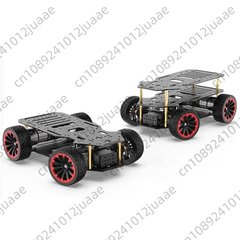 Assembled Metal Ackerman Robot Car Chassis with 5KG Load Dual Encoder Motor Front Wheel Servo Steering Ros Robot Base