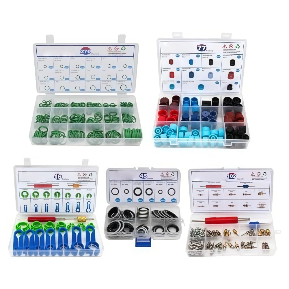 510PCS AC Repair Kit 510 Components O Ring Seal Set Valve Core Kit Dust Cap Kit For Automotive Air Con System Maintenance Tasks