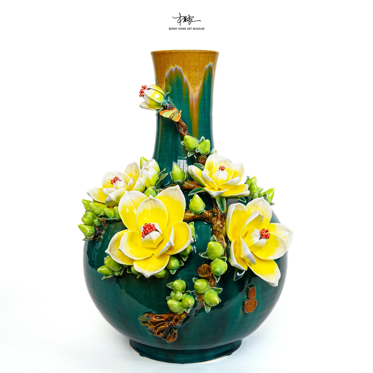 

2025DK12 Китайская керамическая ваза ручной работы с магнолией для дома, гостиной, входа, орнамент