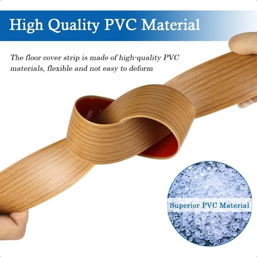 Floor Transition Strip Self Adhesive Floor Cover Strips Laminate 2" Wide Vinyl Flat Divider Transitions Elegant Wood Grain Desi