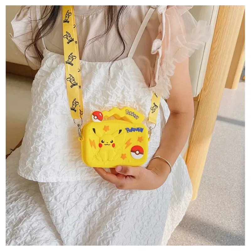 Lilo & Stitch Cartoon Pikachu  Anime Figure Stitch Kids Silicone Bag Fashion Little Girl Coin Purse Cute Diagonal Shoulder Bag