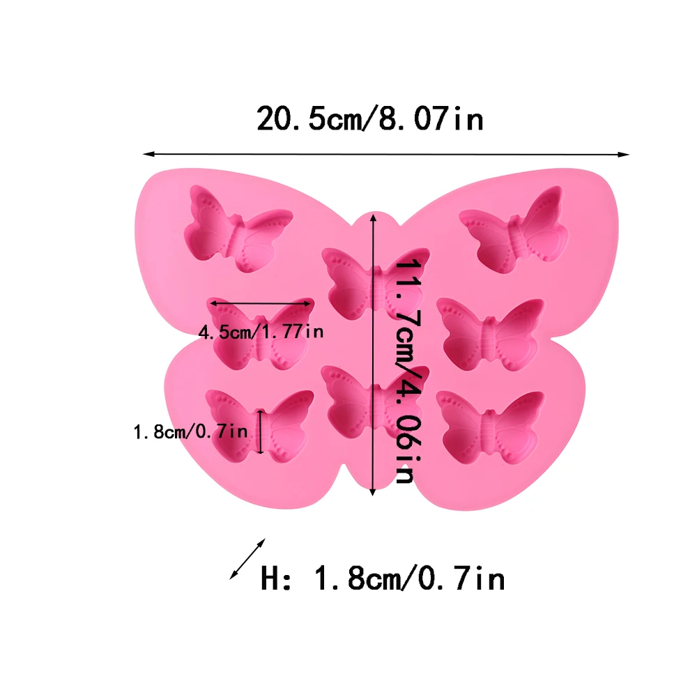 1pc 8 Cavity Butterfly Silicone Candy Mold Fondant Mold For DIY Pudding Chocolate Jelly Biscuit Desserts Ice Cube Gum