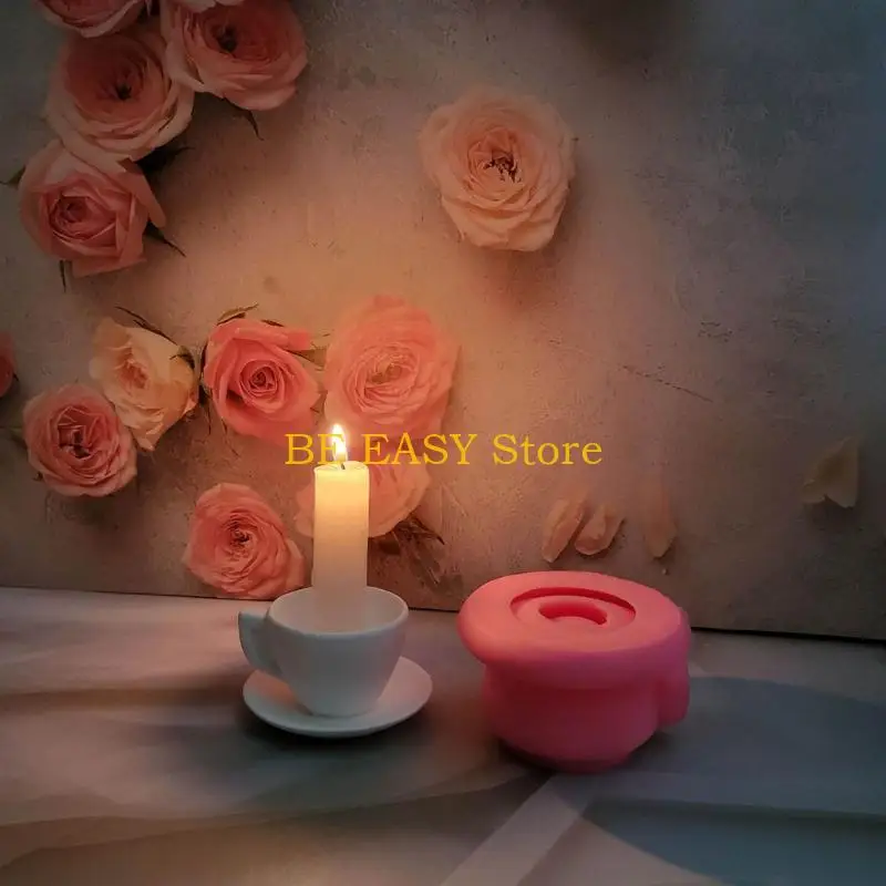 E28F Teacup Molds Silicone Candlesticks Mold Cassed Cassing Cashings Mortings for Festival Table Decorations Home