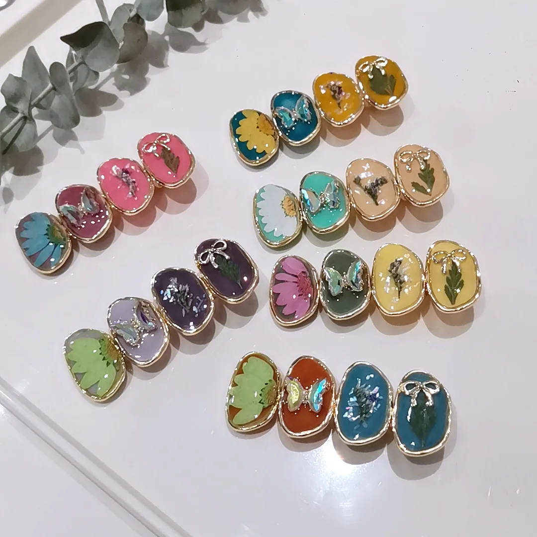3182 Wholesale Dried Flower Crystal Chrysanthemum Hair Clip Colorful Creative Butterfly Flower Hair Accessory Duckbill Clip