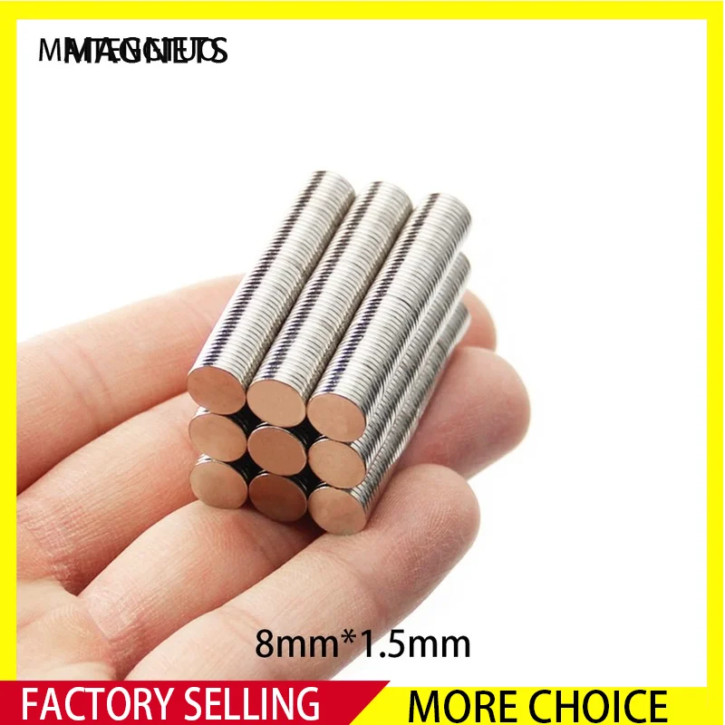 

20~500PCS Circular Magnets strong 8mm x 1.5mm Fridge N35 Neodymium Magnet Disc 8x1.5mm Permanent NdFeB Magnets