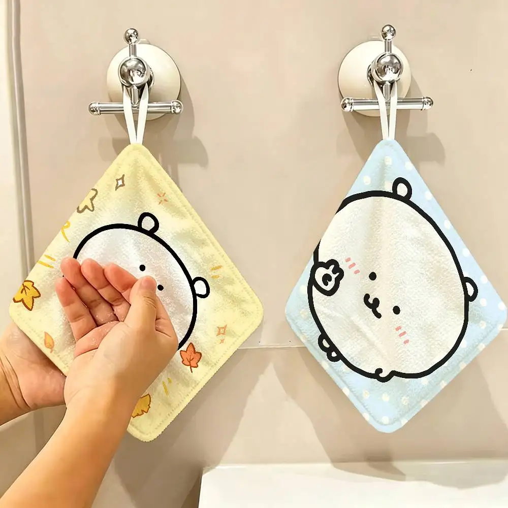 Cute J-Joke B-Bear Hanging Kitchen Towel, Polyester Cotton Fabric, Absorbent Hand Wiping Towel For Home Dormitory