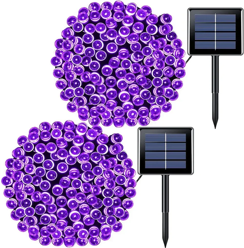 8 ألوان في الهواء الطلق ضوء الشمس حديقة دافئة/أرجواني/RGB LED قطاع سلسلة الجنية أضواء الشمسية مصباح مقاوم للماء جارلاند زينة عيد الميلاد #5