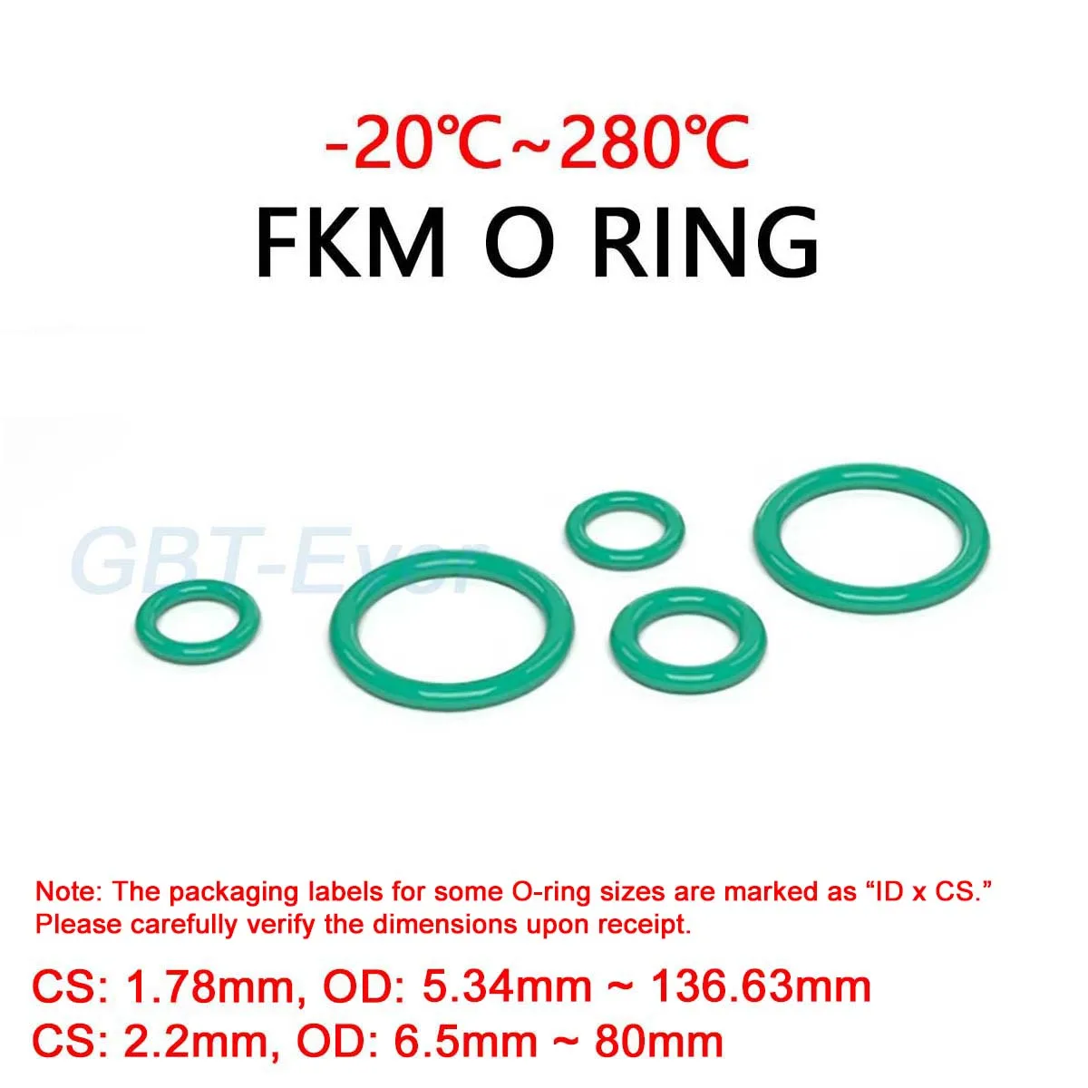 

FKM Green Fluorine Rubber O Ring CS 1.78/2.2mm OD 5.34~136.63mm O-Ring Sealing Gasket Washer Oil Resistant Acid&Alkali Resistant