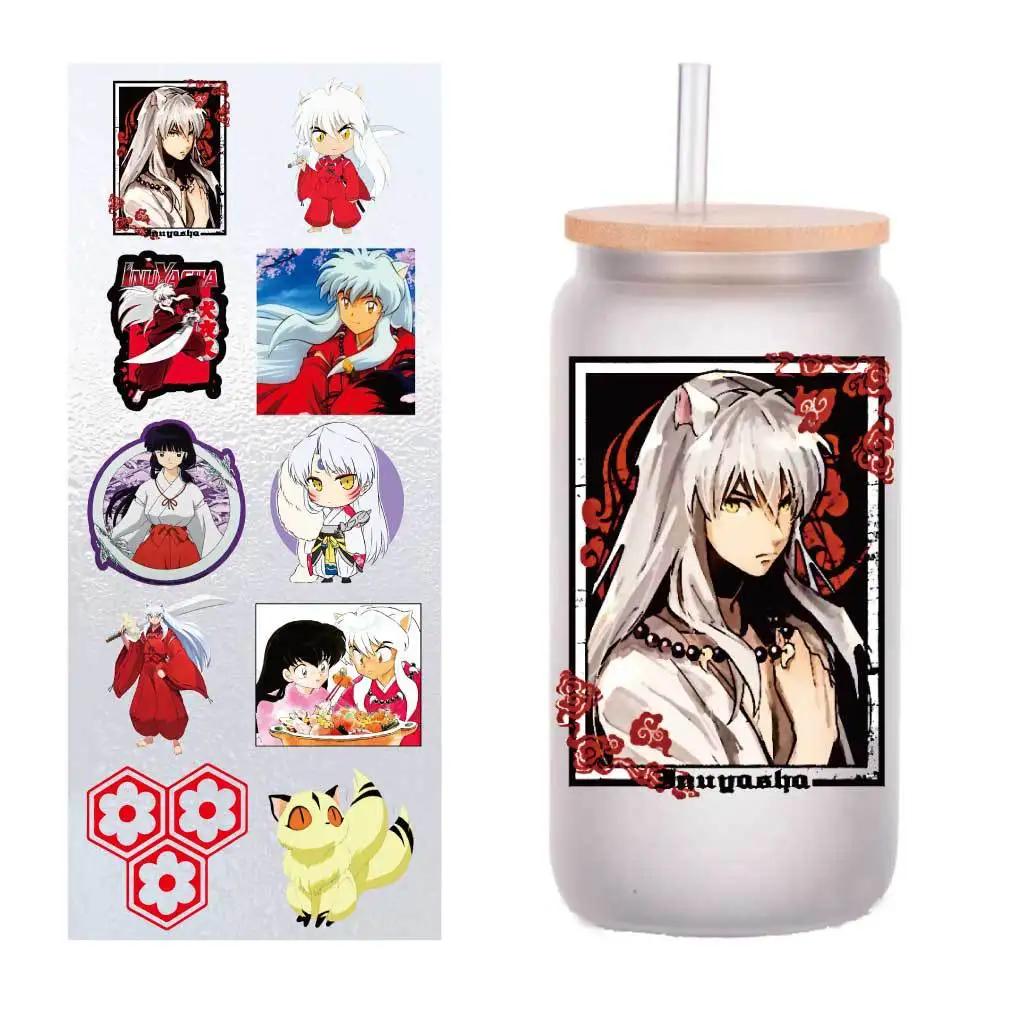 

10 pieces/pack Sesshomaru broken teeth UV transfer sticker Crystal label pen cup stickers customized four inches