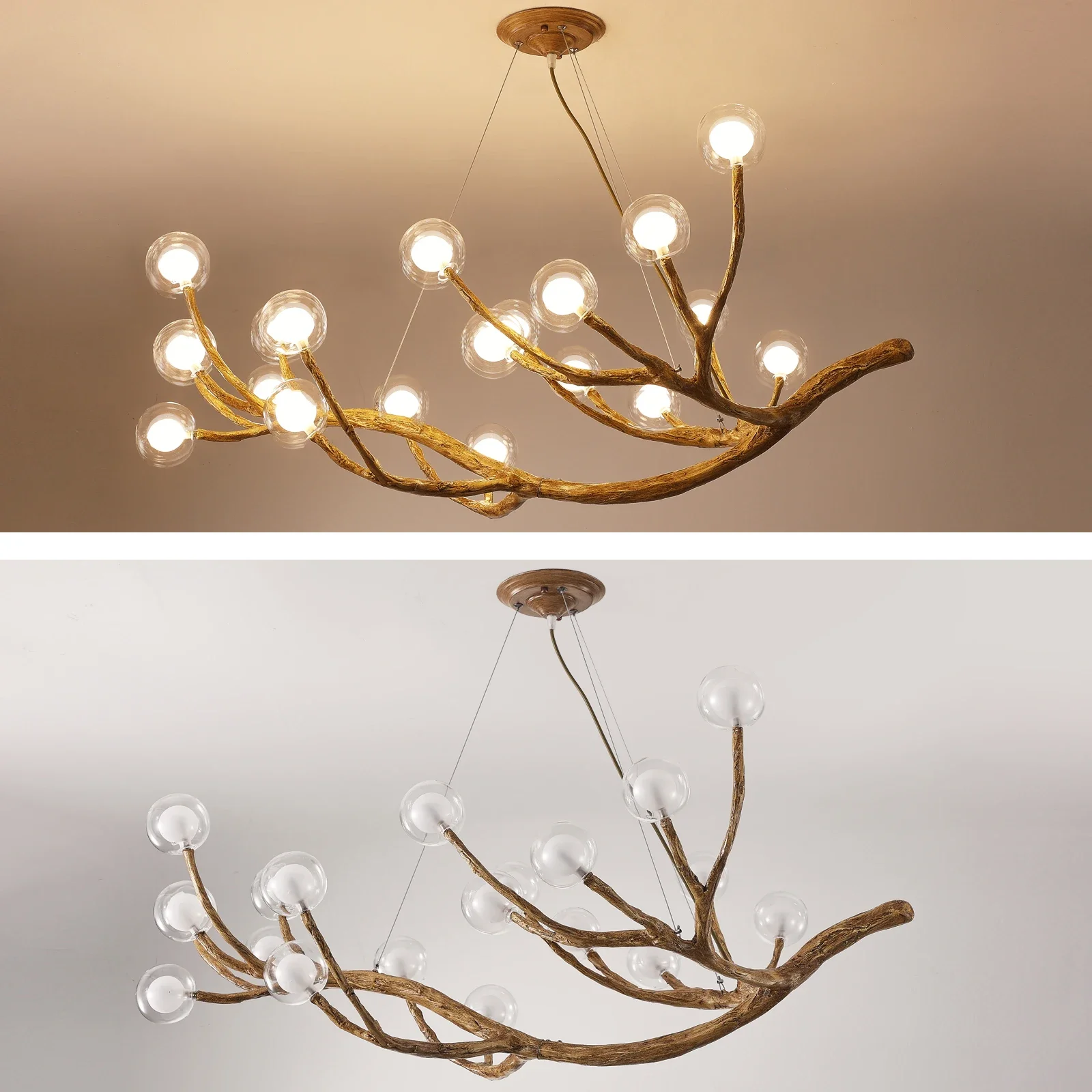 Modern Tree Branch Glass Bubble LED Chandelier Lighting Retro Ceiling Chandeliers Vintage Home Pendant suspension Light Fixtures