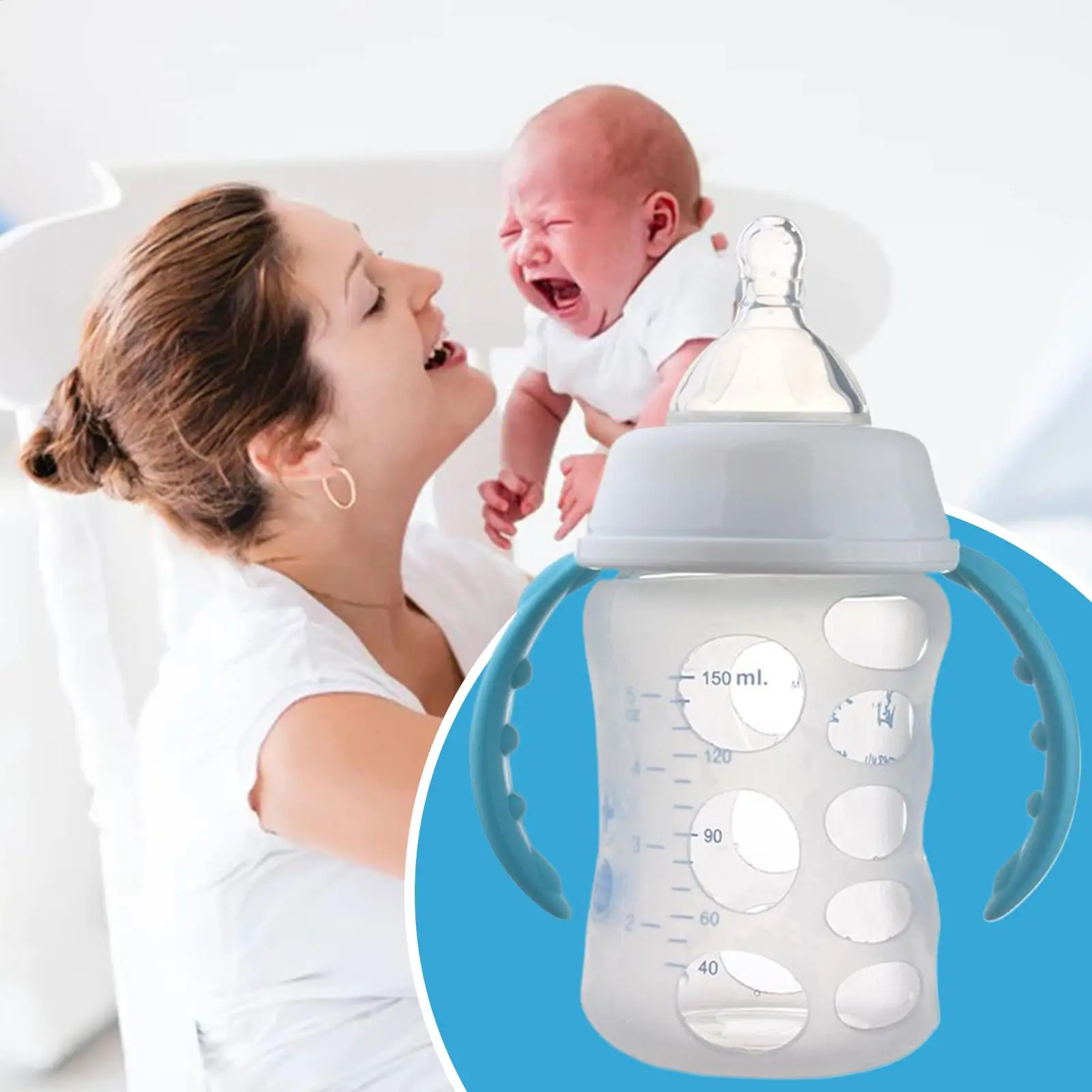 

Silicone Sleeve for Glass Bottle Non-Slip Protective Cover Anti Breakage Protector Cup Sleeve with Soft Grip for Glass feeding