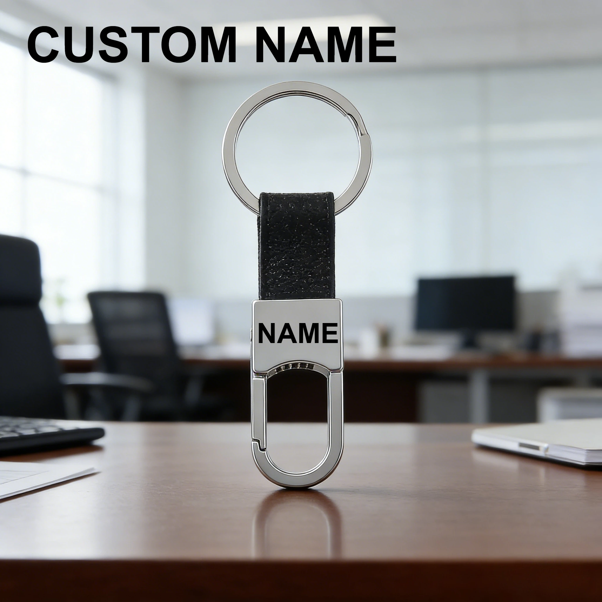

Commercial Affairs Custom Logo Name Keychain Buckle Men Car Moto Genuine Leather Key Ring Chains Men Waist Personalized Gift
