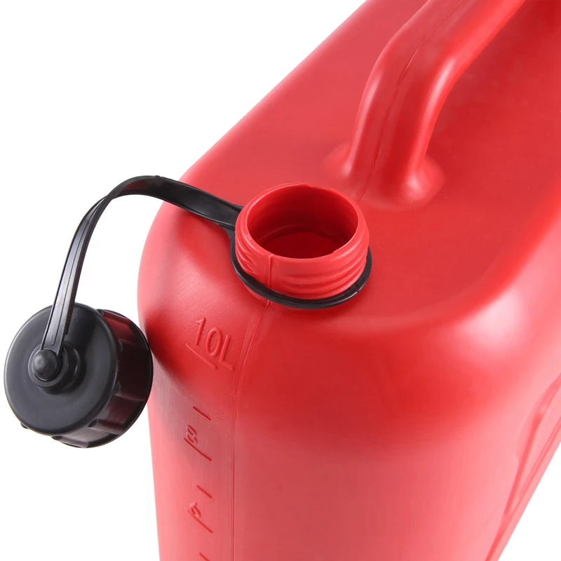 10L 2.64Gal Car Fuel Tank Can Spare Plastic Petrol Gas Container Anti-Static Fuel Carrier With Pipe For Car Travel Easy Install