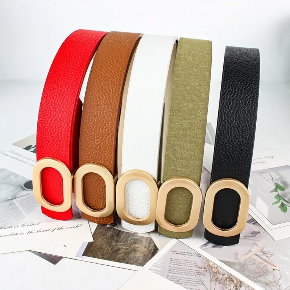 

Fashion Round Buckle Leather Belt Trendy PU Leather Wide Belt Casual Versatile Buckle Waistband For Women