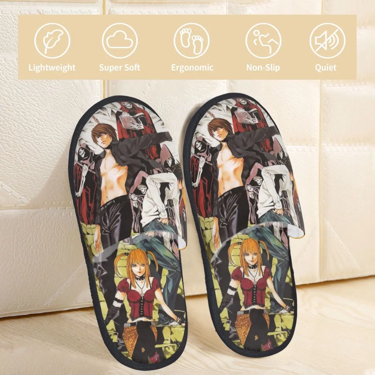 Anime Death Note Character Winter House Slippers Bedroom Japan Manga L Light Cozy Household Fur Slippers Slides Non Slip