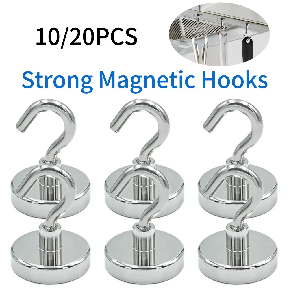 10PCS E20 Metall Starke Magnetische Haken Wand-montiert Heavy Duty Magnet Haken Schlüssel Mantel Hängen Aufhänger Hause Küche bad Lagerung – Detail 3