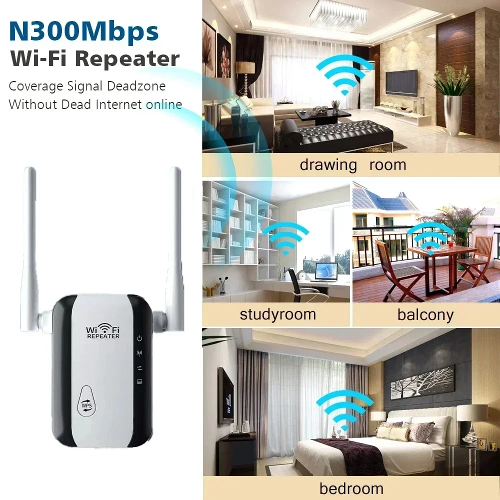 300Mbps WiFi Repeater Extender Amplifier Booster Router Jarak Jauh WiFi Repetidor Nirkabel Expander Titik Akses