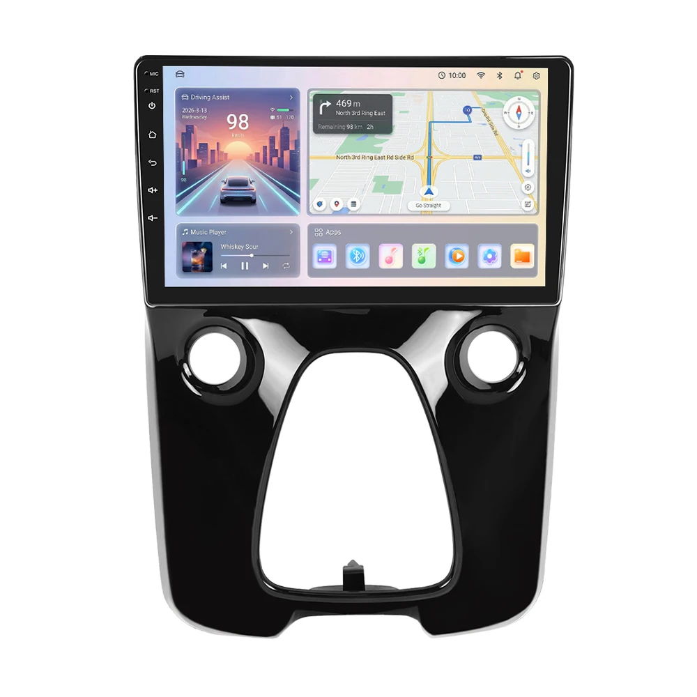Podofo 10'' autoradio voor Toyota Aygo 2015/Citroën C1 2020/Peugeot 108 draadloze CarPlay Android autoradio WIFI GPS 2din radio - afbeelding 2