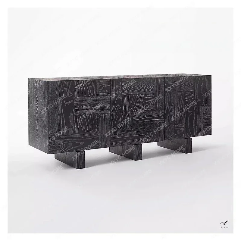 

minimalist decoration creative living room dining side light luxury solid wood tea cabinet retro oak TV cabinet