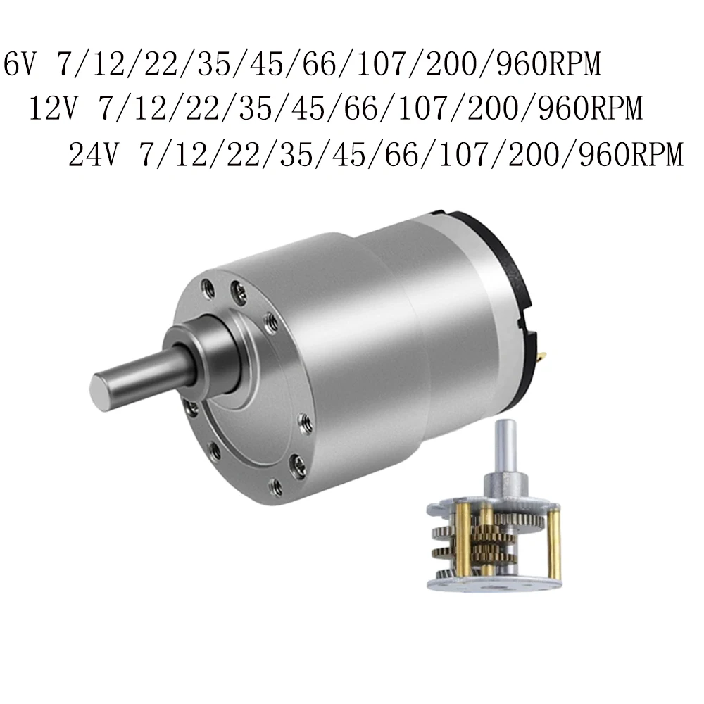 

JGB37-520 DC6V/12V/24V High Torque Gear Motor Metal Gear Box Motor 7/12/22/35/45/66/107/200/960RPM Forward and Reverse DC Motor