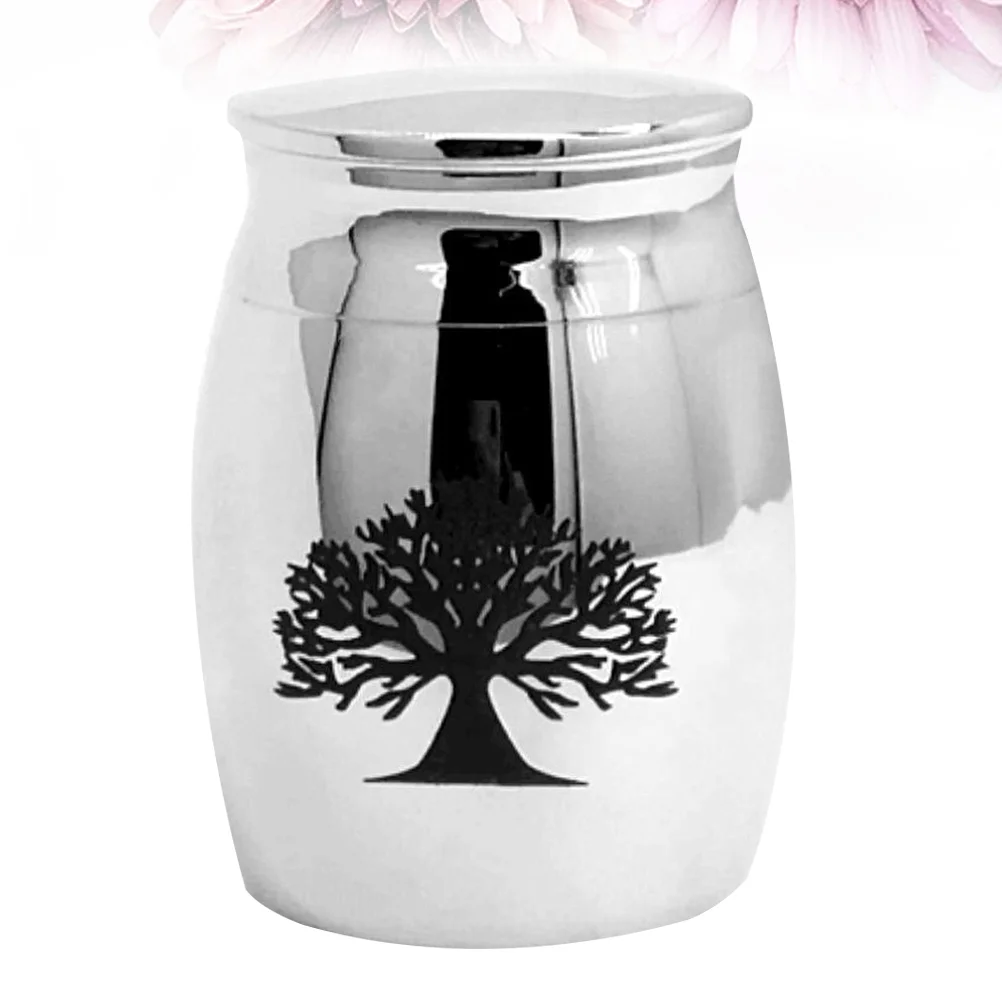 Stainless Steel Cinerary Funerary Urn Jar Opening the Tree of Life Urn Container stainless steel urn commemorative casket