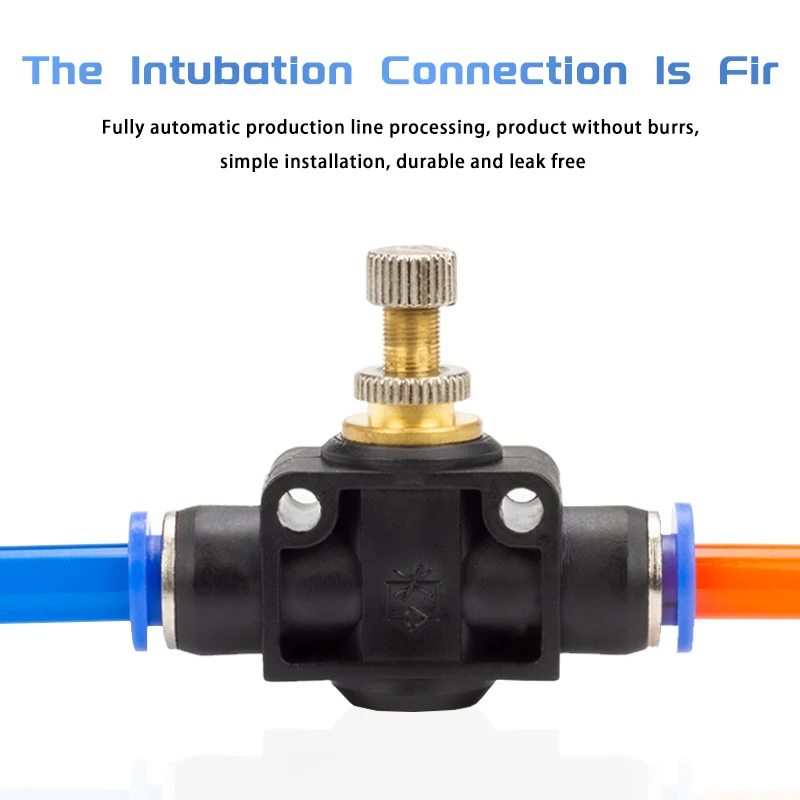 Pneumatic Airflow Regulator 4mm 6mm 8mm 10mm 12mm OD Hose Tube Gas Flow Adjust Valve Connector Fitting Air Speed Controller