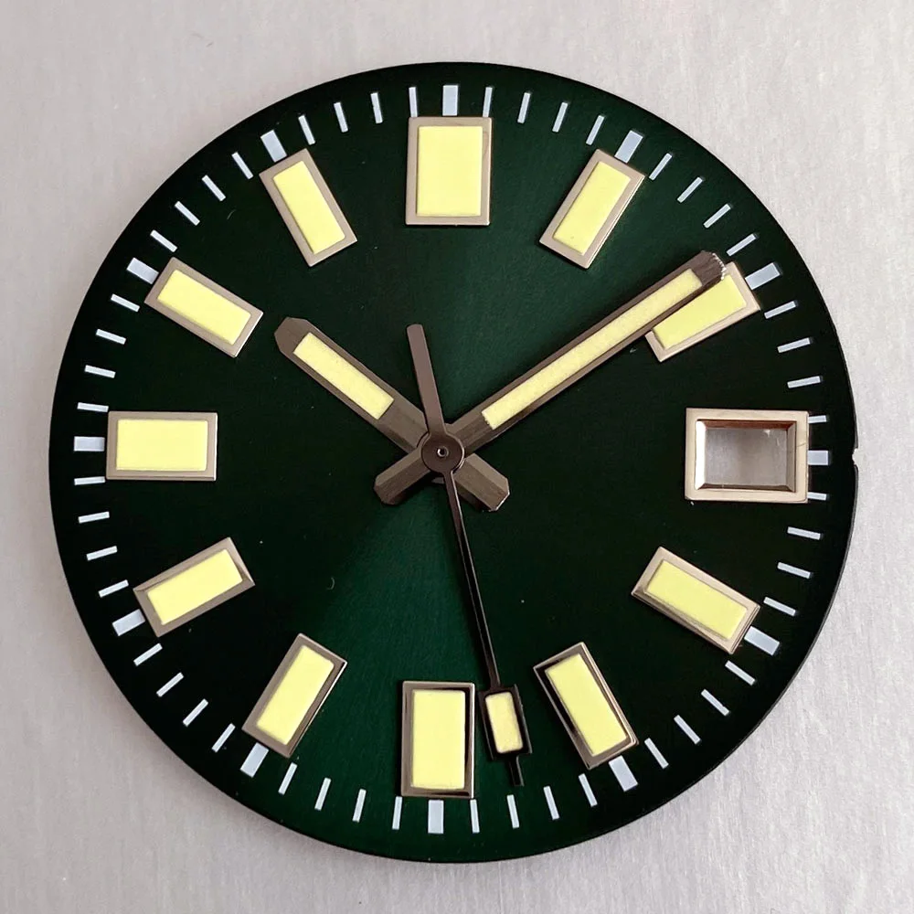 29mm full green Dial hand Luminous Fit NH35 NH36 Diving Men Watch Accessories date window replacement parts
