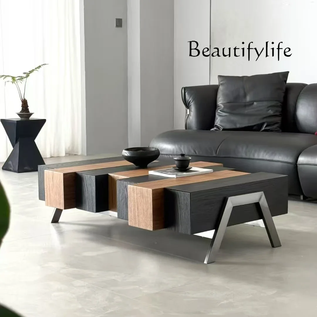 O Wabi Sandy Wind Solid Wood Coffee Table Household Small Apartment Modern Simple Light Luxury High-end Middle Ancient Living Ro