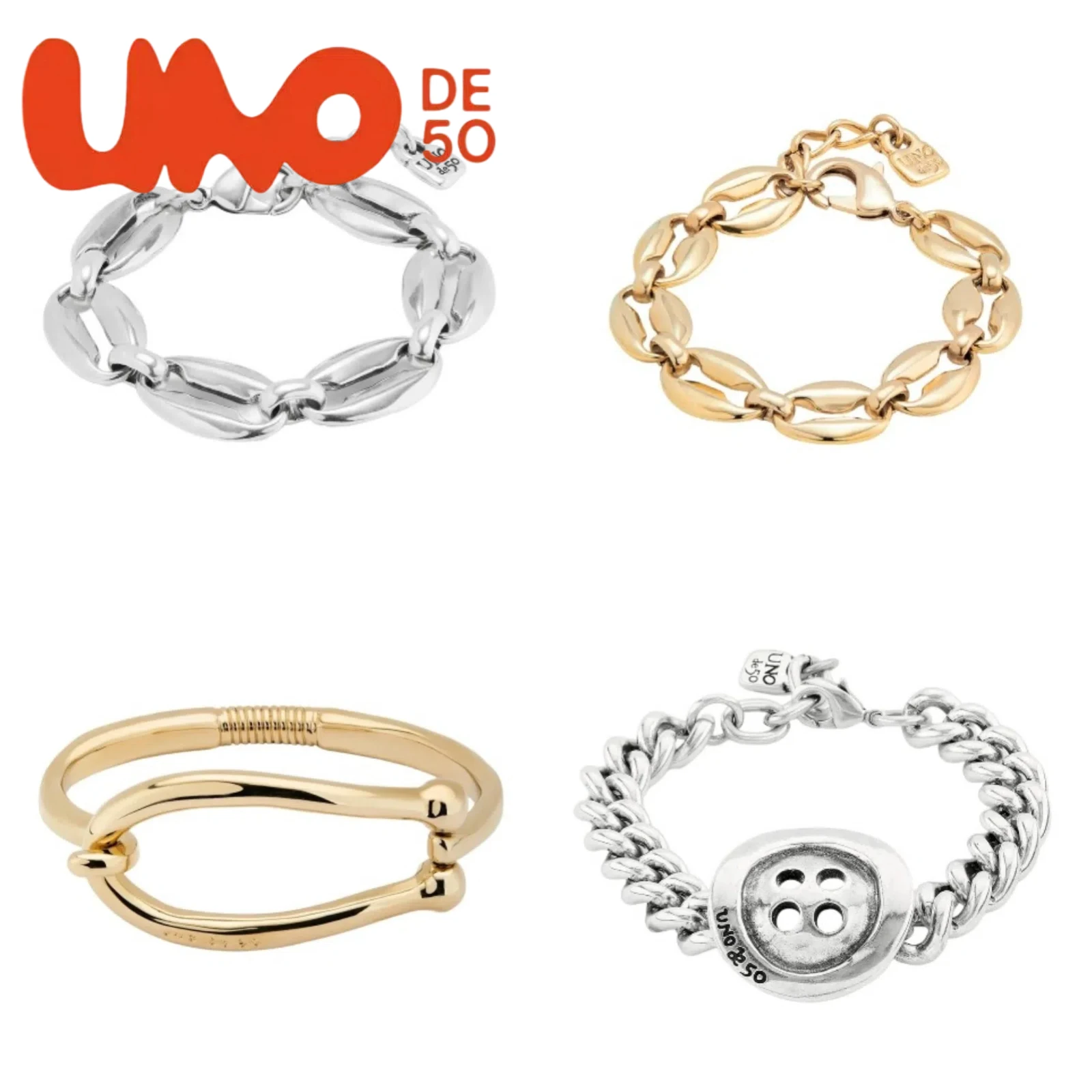 

UNOde50 Silver & 18K Gold Bracelet - Discounted Designer Jewelry, Instantly Elevate Your Look