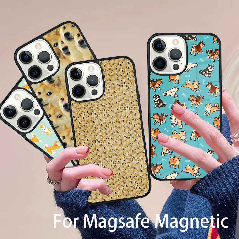 

Space Doge Shiba Inu Phone Case Magesafe Magnetic Wireless Charge Cover For IPhone 16 11 12 13 14 15 Pro Max Plus Mini