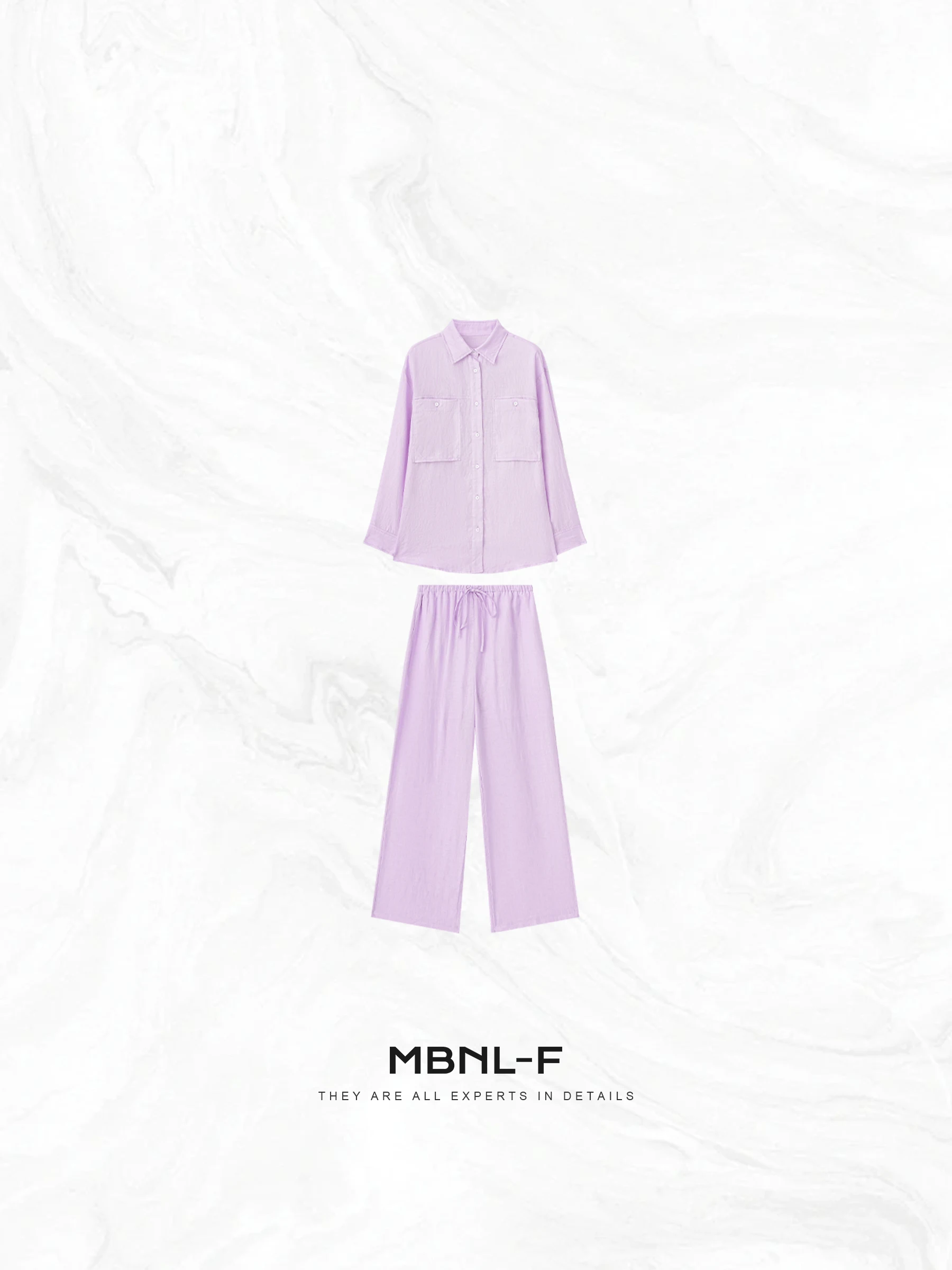 

MBNLF Qin Lei "Relaxing Afternoon" Minimalist Vintage 100 Shirt Set Women's Fashion Spring Collection Two-Piece Ensemble