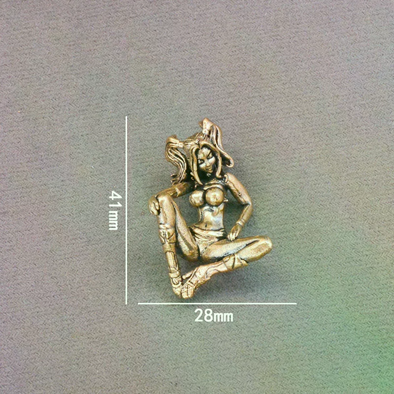 Ponytail Beauty Girl Figurines Miniatures Desktop Ornaments Retro Metal Characters Model Crafts Home Decorations Accessory Brass