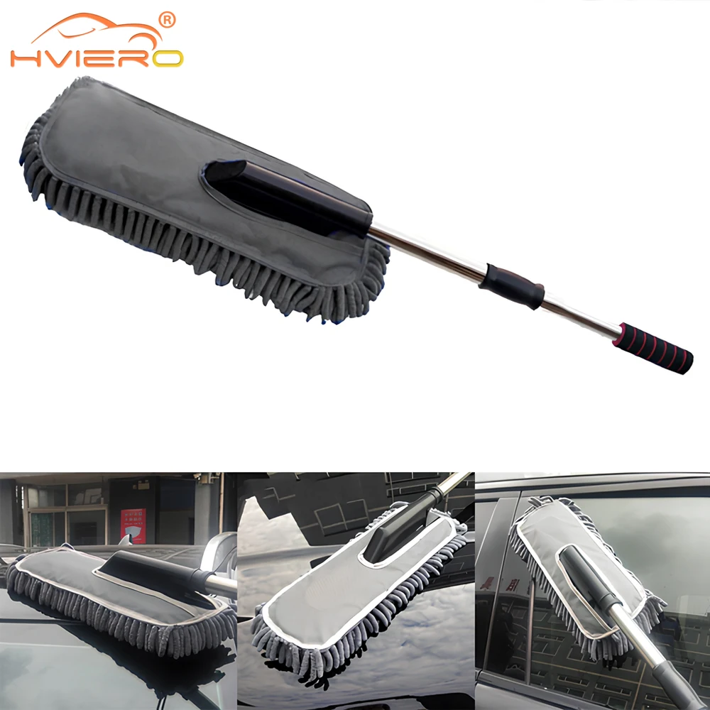 

Retractable Auto Wash Brush Snow Velvet Coral Dust Removal Wax Rag Long Rod Replacement Mop Water Maintenance Car Cleaning Stuff