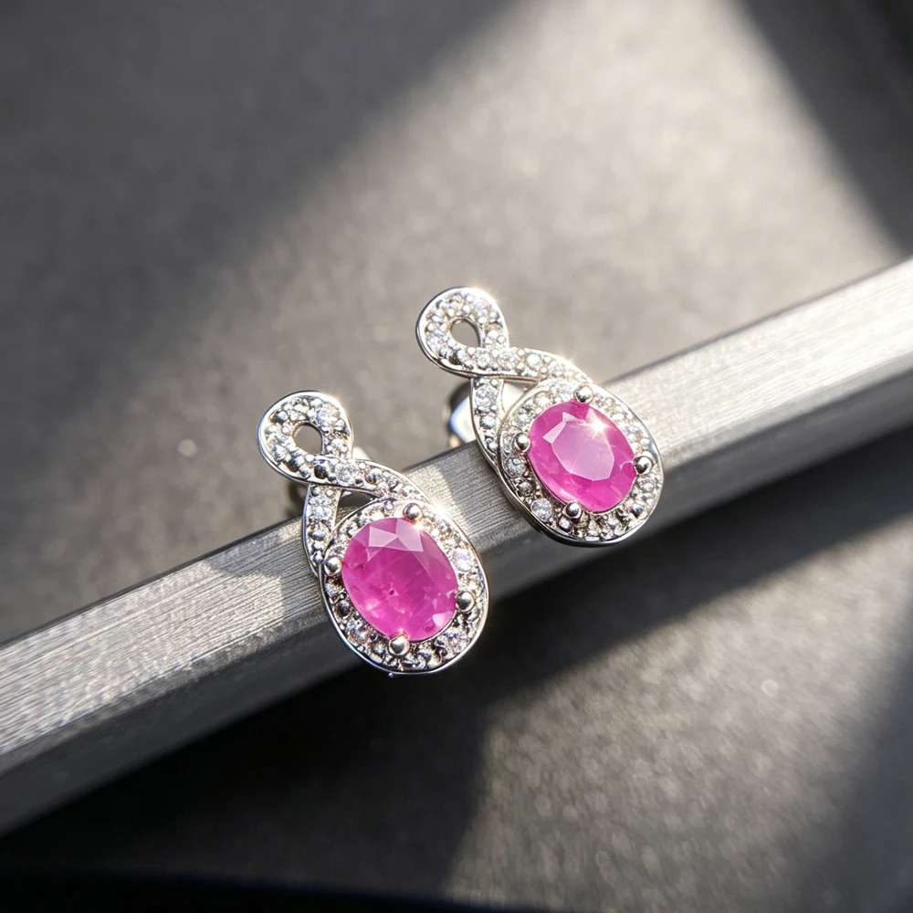 

Elegant Natural Ruby Earrings Gemstone Oval 4*5mm for Women Lady Classic Design Fine Jewelry Party Wedding Gift