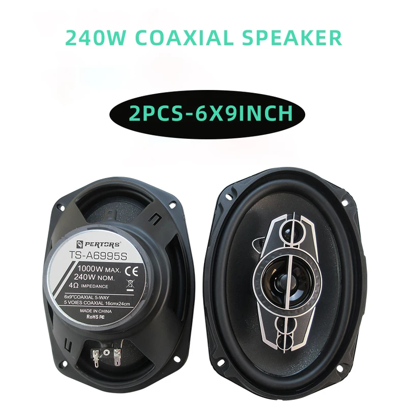 

6X9 Inch (2x100W) 2000W 5 Way Stereo Car Speakers Hi-Res Audio Coaxial Universal Flush Mount App Control Connectivity