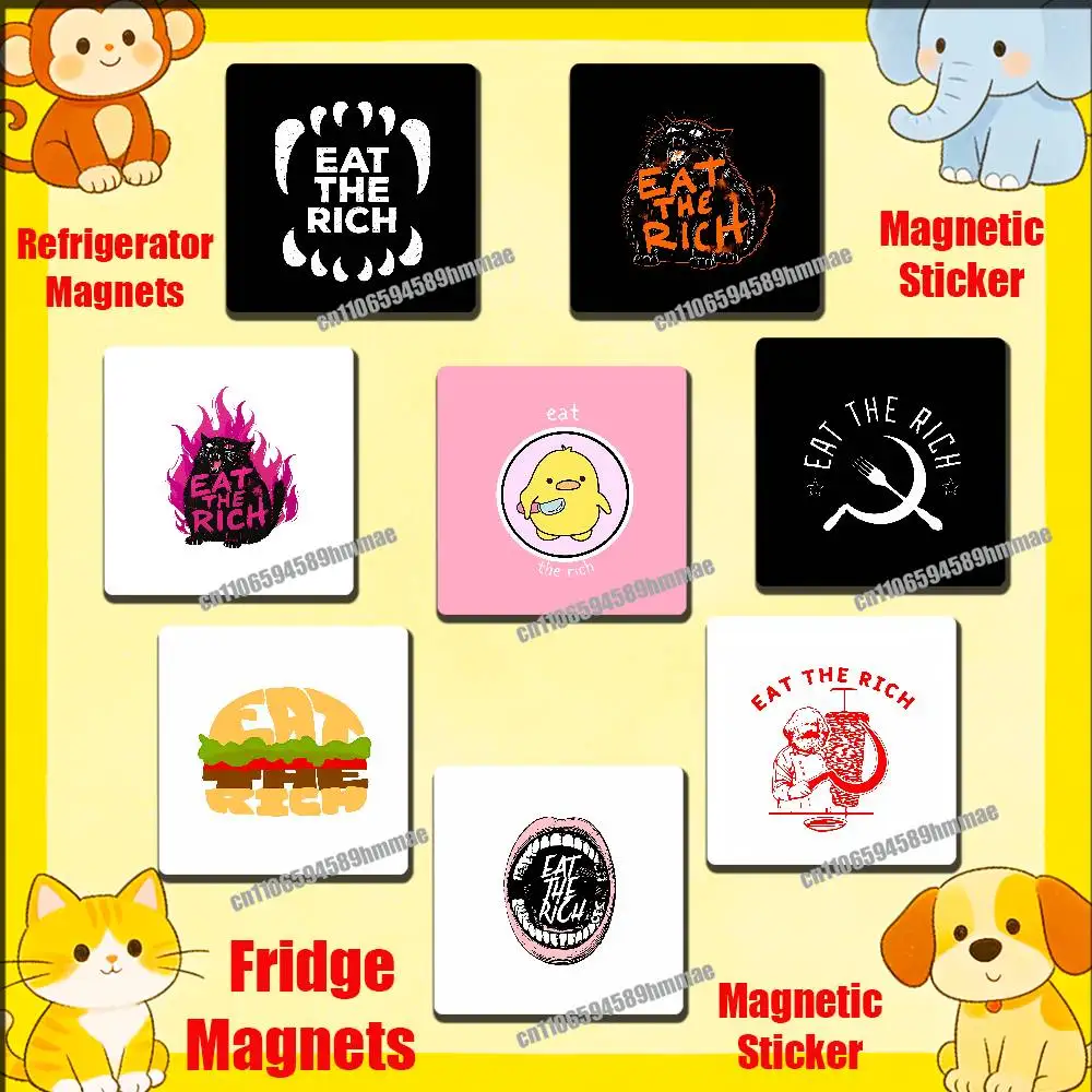 

For Cat Eat the Rich Fridge Freezer Refrigerator Magnets Kitchen Metal Cabinet Magnetic Sticker Card