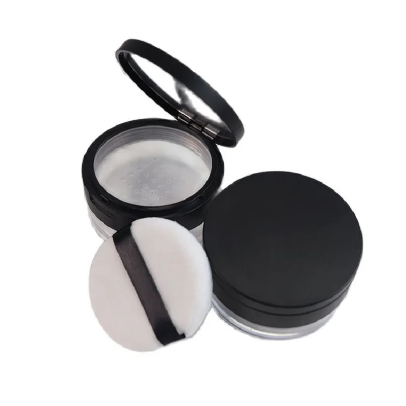 Empty 20g Loose Powder Jar Matte Pink Black Makeup Jar Sifter Container Highlighter Loose Setting Powder Pot with Sieve 10pcs