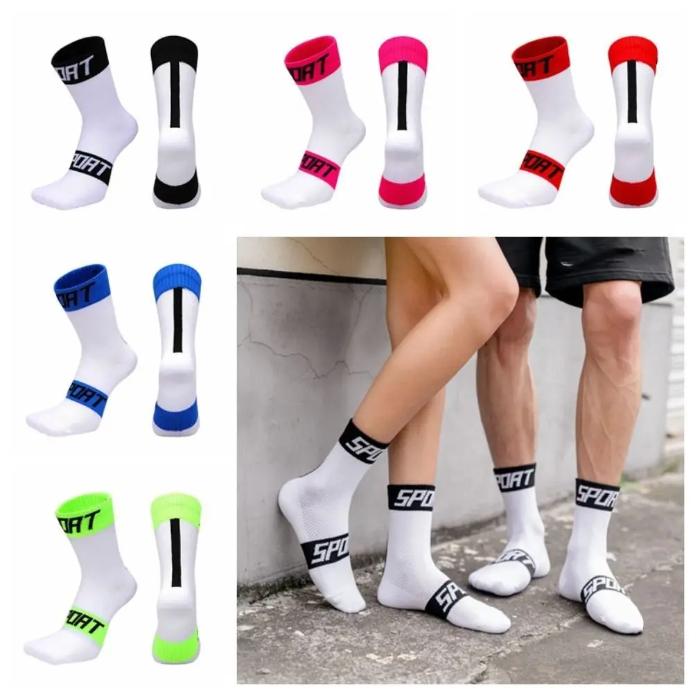 

1 Pair Breathable Cycling Socks Sports Style Anti Slip Wear Resistant Sports Socks Sweat-absorbent Unisex Fitness Socks Summer