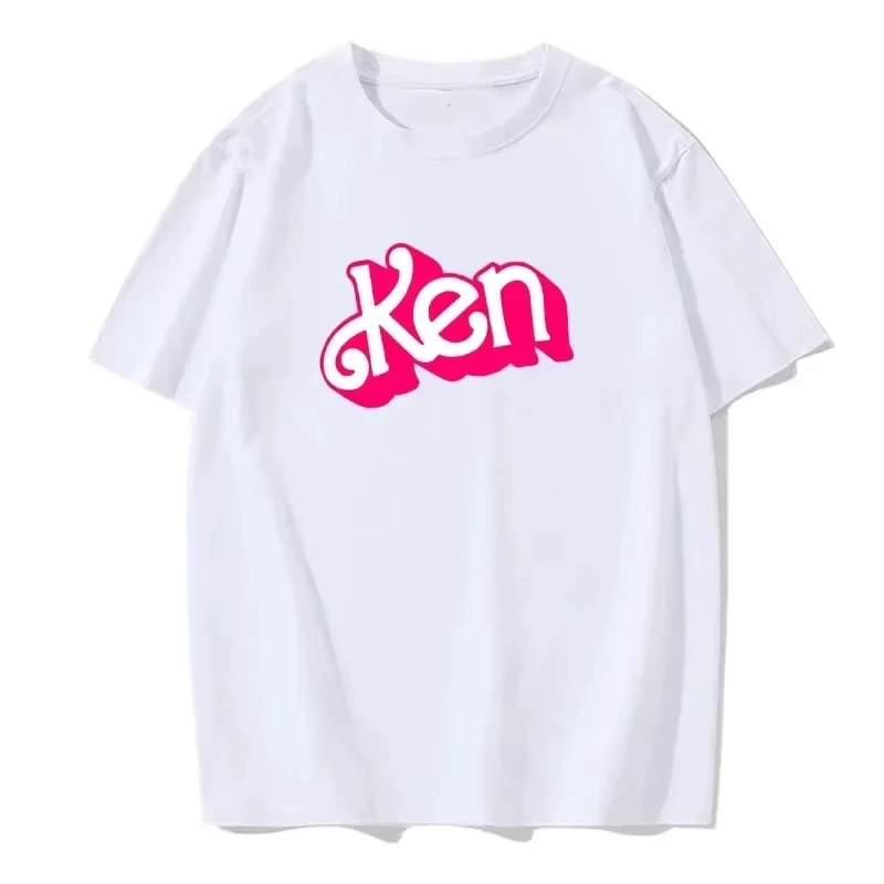 

Модная женская летняя футболка розового цвета с принтом «Кен», топ с круглым вырезом в стиле Харадзюку, уличная одежда с коротким рукавом
