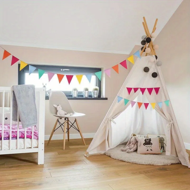 

Flag Banner Colorful Jute Linen Ribbon Banner Multi Functional Hanging Flag Party Birthday Wedding Christmas Decoration