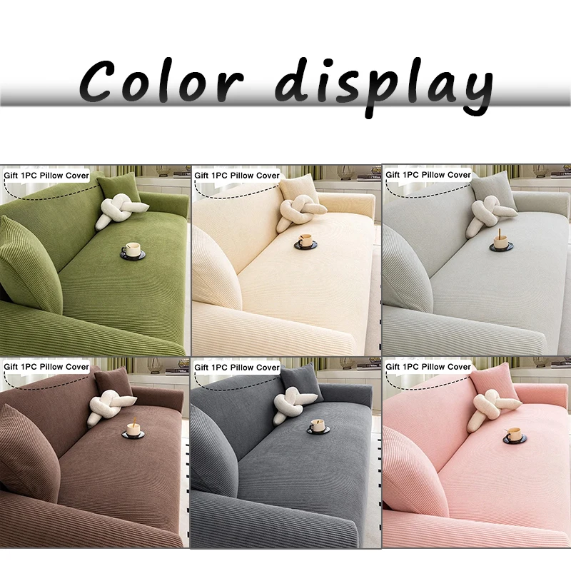

Winter Warm Corduroy Sofa Cover Thick Stretch Elastic Slipcover for Armchair 1-5 Seater Couch Living Room Home Decor Protection