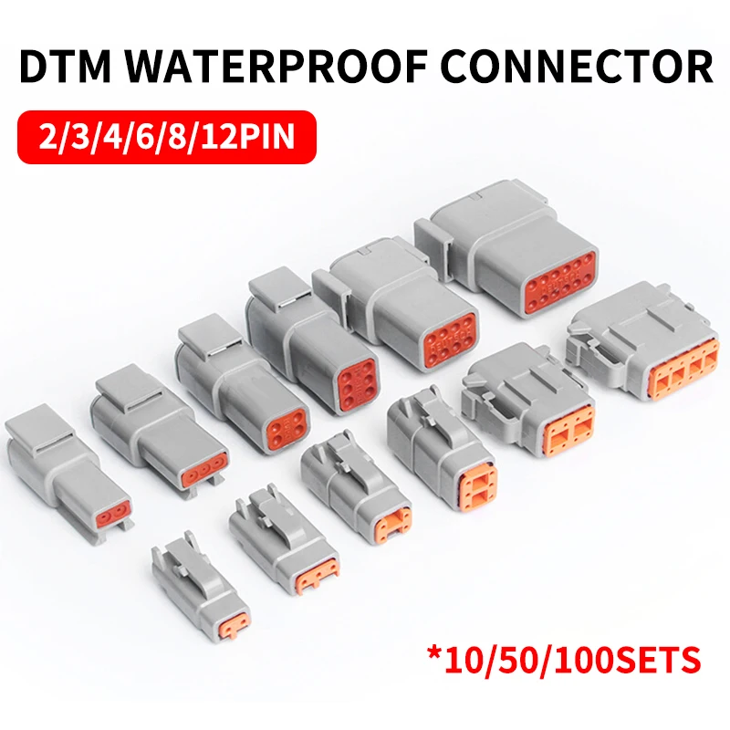 Deutsch DTM connector waterproof DT connector male and female head wiring terminal wiring harness plug socket DTM04-2P DTM06-2S