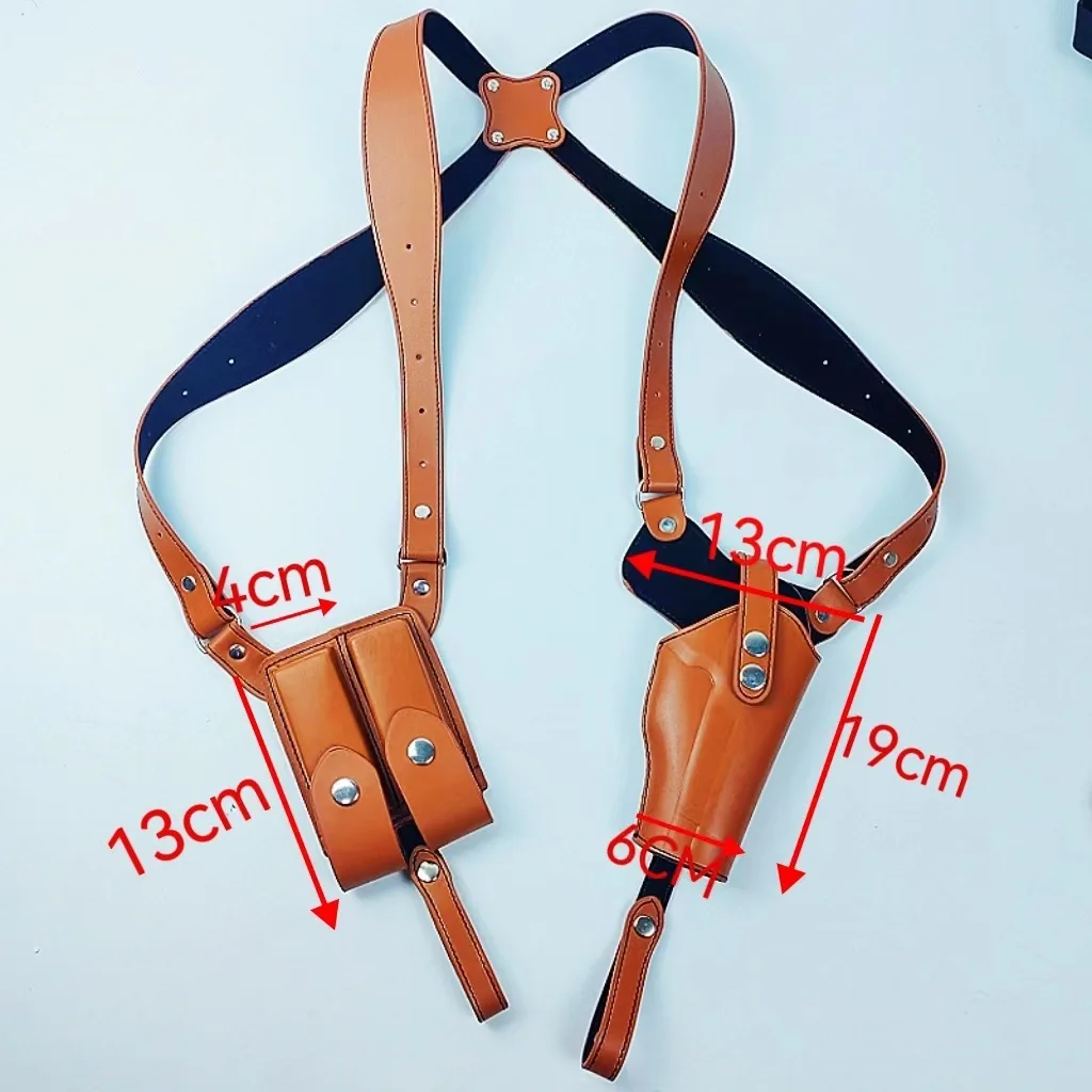 Concealed Tactical Hunting Underarm Holster PU Leather Gun 1911 Glock 17 19 31 Holster with Double Magazine Pouch - view 5